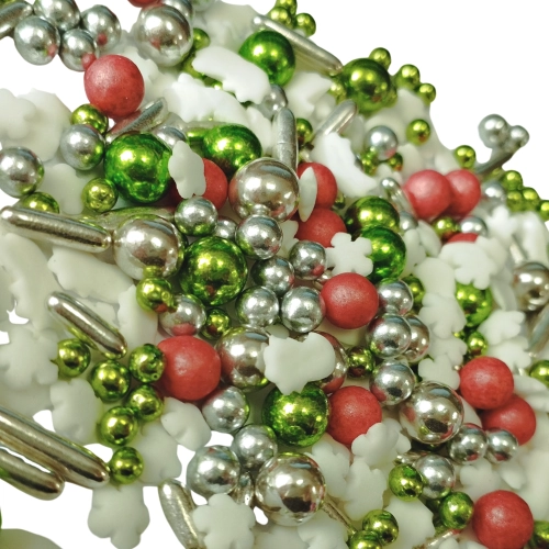 Posypka cukrowa na tort płatki śniegu komety perełki mix święta Boże Narodzenie 40g